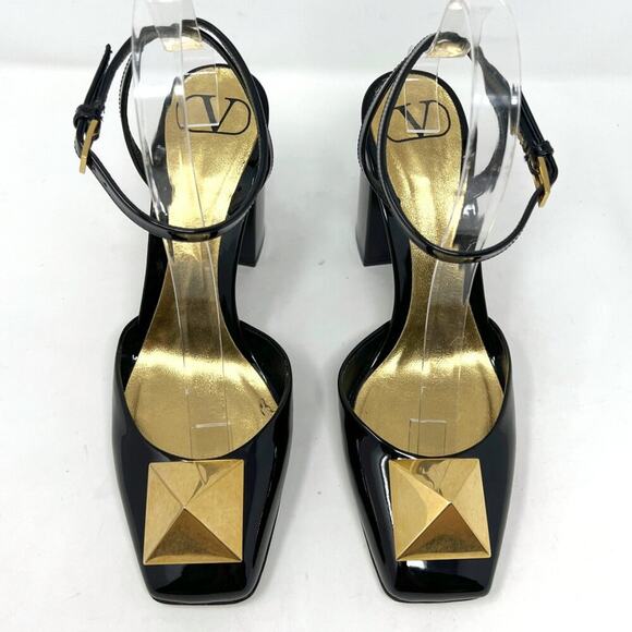 Valentino Garavani One Stud Black Patent Leather Pumps Size 38 - Picture 2 of 10